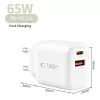 TECH-PROTECT NCA65W-GAN Φορτιστής Δικτύου 2 Θυρών PD 65W / QC3.0 Λευκό