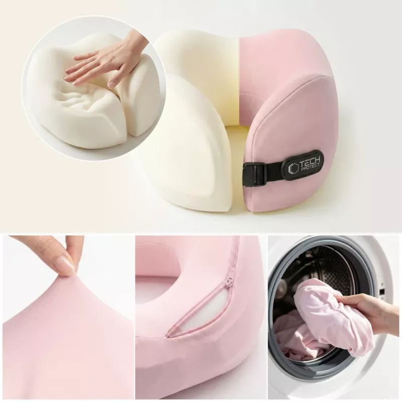 TECH-PROTECT COMFORTREST Μαξιλάρι Ταξιδιού Λαιμού Ροζ