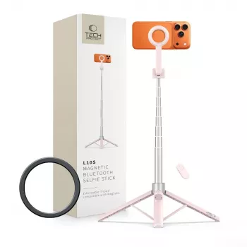 TECH-PROTECT L10S MagSafe Bluetooth Selfie Stick Τρίποδο Ροζ/Γκρι
