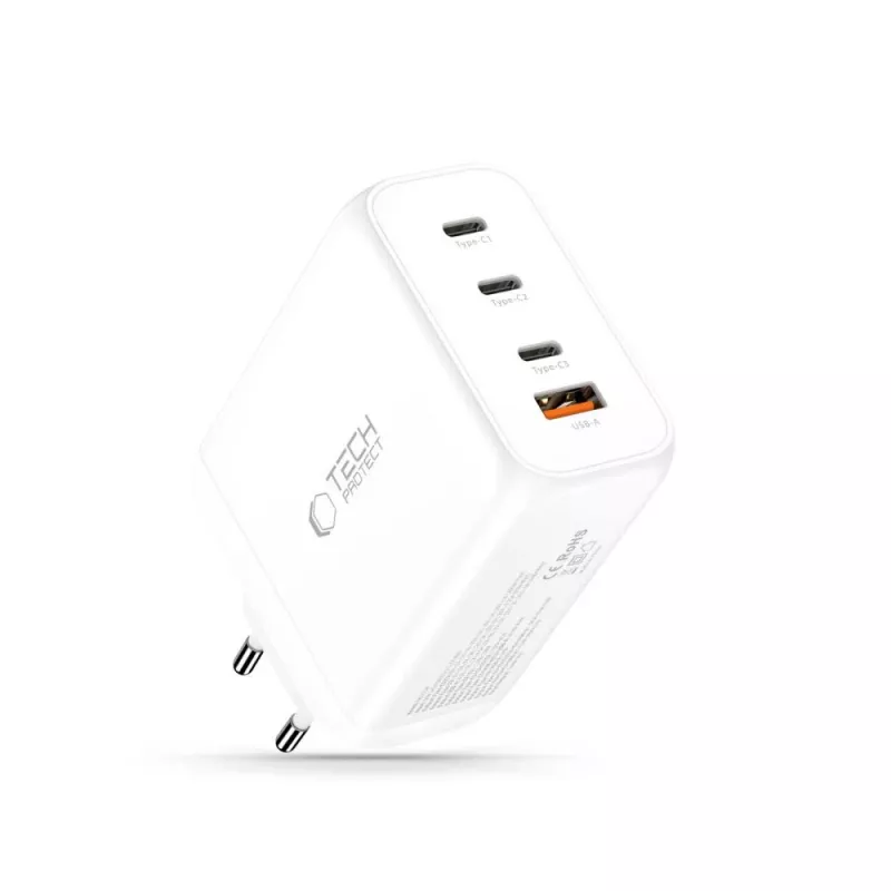 TECH-PROTECT NC200W-GAN Φορτιστής Δικτύου 4 Θυρών PD 200W / QC3.0 Λευκό