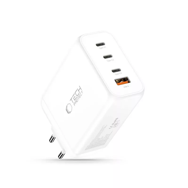 TECH-PROTECT NC240W-GAN Φορτιστής Δικτύου 4 Θυρών PD 240W / QC3.0 Λευκό