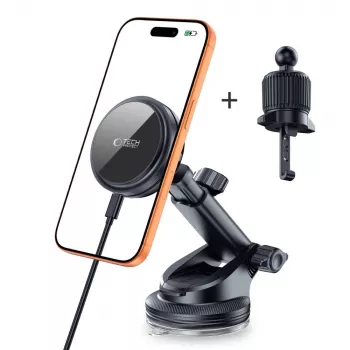 TECH-PROTECT V9 ARCTICBOOST Μαγνητική Βάση MagSafe Ταμπλό & Αεραγωγού Αυτοκινήτου Ασύρματος Φορτιστής 25W Qi2.2 Μαύρη