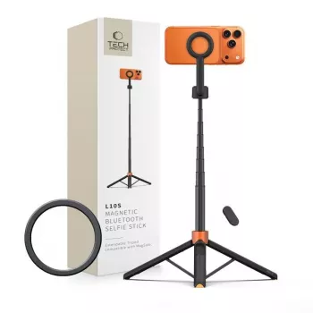 Selfie stick με τρίποδο Tech-Protect L10S MagSafe Bluetooth, πορτοκαλί/μαύρο