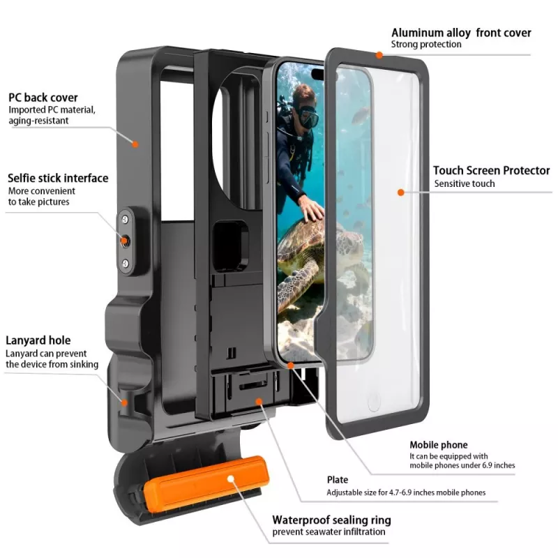 TECH-PROTECT IPX8 PRO Universal Αδιάβροχη Θήκη Κατάδυσης Γκρι/Μαύρο
