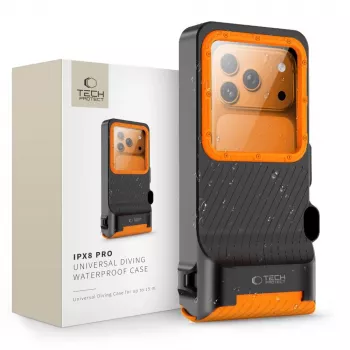 TECH-PROTECT IPX8 PRO Universal Αδιάβροχη Θήκη Κατάδυσης Μαύρο/Πορτοκαλί