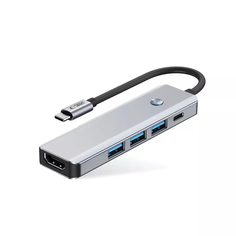 TECH-PROTECT HB01 HUB ΑΝΤΑΠΤΟΡΑΣ 5IN1 TYPE-C + USB3.0 + HDMI 4K 60HZ + PD100W SPACE GREY