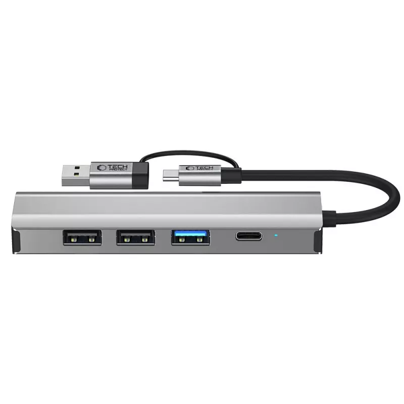 TECH-PROTECT HB03 Hub Αντάπτορας 5in1 Type-C + USB 2.0 + USB 3.0 + RJ45 Space Grey