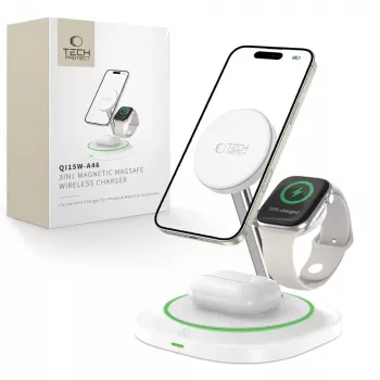Tech-Protect QI15W-A46 3IN1 MagSafe Ασύρματος Σταθμός Φόρτισης Λευκό