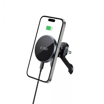 TECH-PROTECT MM15W-V5 Magnetic MagSafe Σταθερή Βάση Αυτοκινήτου Αεραγωγού Ασύρματος Φορτιστής 15W Μαύρο/Μαύρο