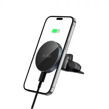 TECH-PROTECT MM15W-V5 Μαγνητική MagSafe Βάση Αυτοκινήτου CD & Αεραγωγού, Ασύρματος Φορτιστής 15W Μαύρο