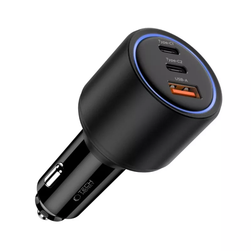 TECH-PROTECT CC04 3-Port Φορτιστής Αυτοκινήτου PD 130W Μαύρο