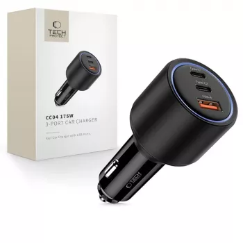 TECH-PROTECT CC04 3-Port Φορτιστής Αυτοκινήτου PD 175W Μαύρο