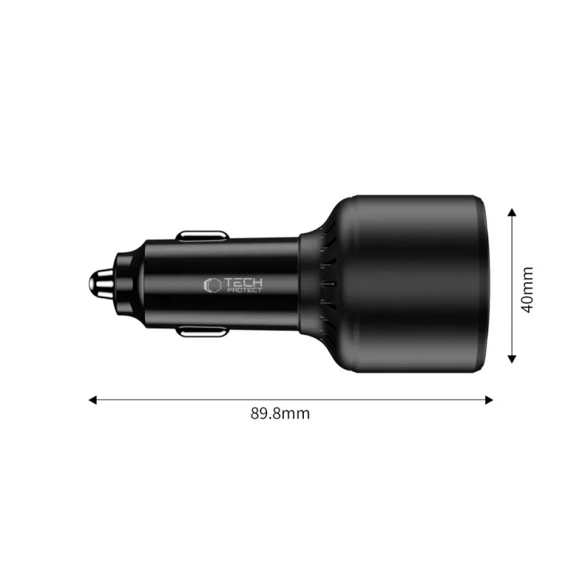 TECH-PROTECT CC04 3-Port Φορτιστής Αυτοκινήτου PD 175W Μαύρο