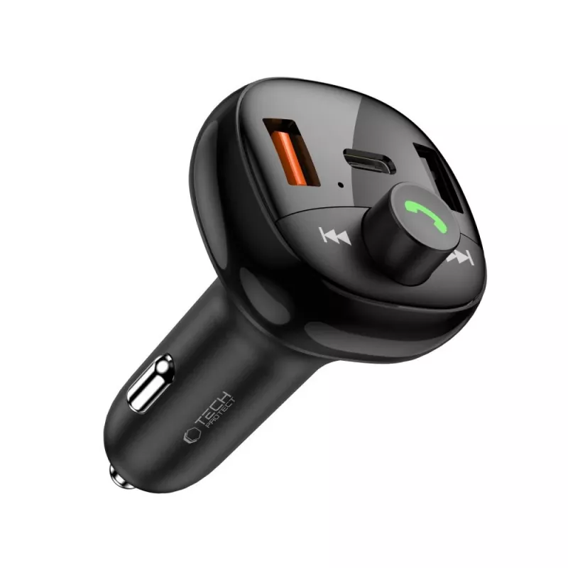 TECH-PROTECT CC06 3-Port Φορτιστής Αυτοκινήτου PD 72W + FM-Transmitter Bluetooth Μαύρο