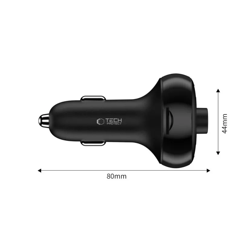 TECH-PROTECT CC06 3-Port Φορτιστής Αυτοκινήτου PD 72W + FM-Transmitter Bluetooth Μαύρο