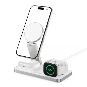 TECH-PROTECT QI15W-A47 3-in-1 Μαγνητικός MagSafe Ασύρματος Φορτιστής Λευκό