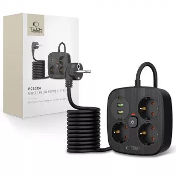 TECH-PROTECT PCS3X4 Πολύπριζο 2 USB & 2 Type-C & 3 Πρίζες 200cm Μαύρο