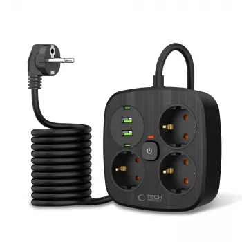 TECH-PROTECT PCS3X4 Πολύπριζο 2 USB & 2 Type-C & 3 Πρίζες 200cm Μαύρο