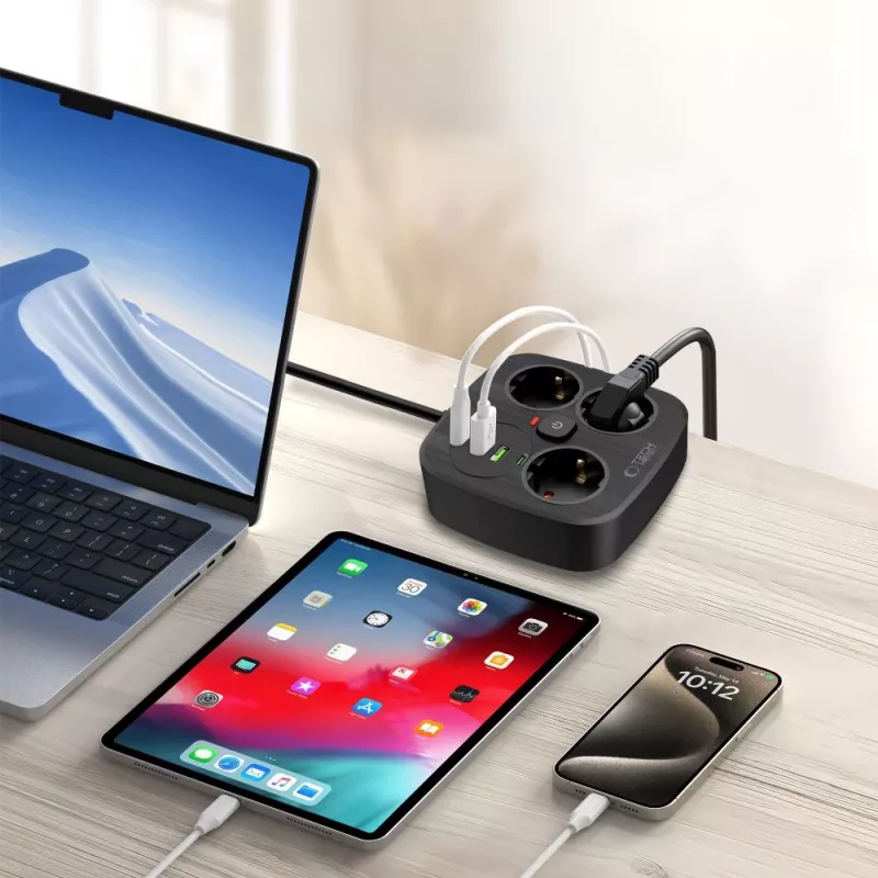 TECH-PROTECT PCS3X4 Πολύπριζο 2 USB & 2 Type-C & 3 Πρίζες 200cm Μαύρο