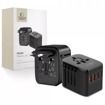 TECH-PROTECT TA200 Ταξιδιωτικός Αντάπτορας EU / UK / US / AU Μαύρο