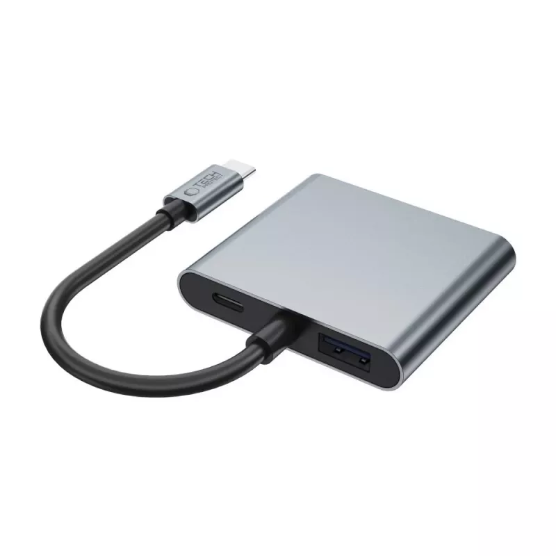 TECH-PROTECT HB08 Αντάπτορας Hub 4-in-1 USB-C + USB 2.0 + 2x HDMI 4K 60Hz Space Grey