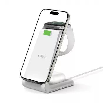TECH-PROTECT QI15W-A36 Ασύρματος φορτιστής 3 σε 1 για Apple λευκό