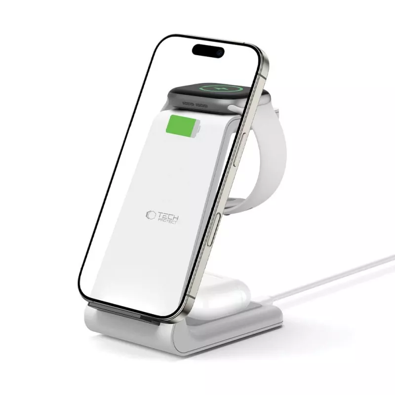 TECH-PROTECT QI15W-A36 Ασύρματος φορτιστής 3 σε 1 για Apple λευκό