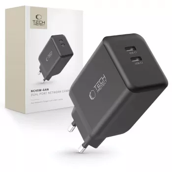 TECH-PROTECT NC45W-GAN Φορτιστής δικτύου 2 θυρών PD 45W μαύρο