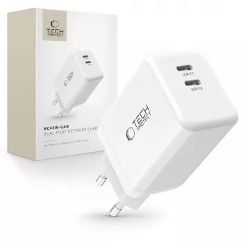 TECH-PROTECT NC45W-GAN Φορτιστής δικτύου 2 θυρών PD 45W λευκό