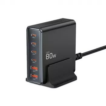 Tech-Protect DC80W-GAN 6-PORT GaN 80W Φορτιστής USB-C Μαύρο