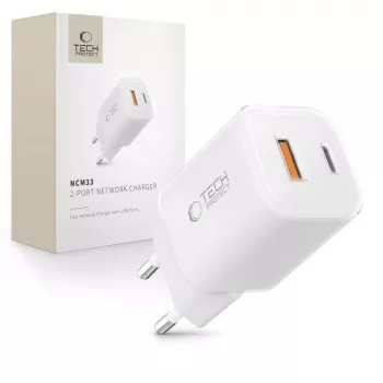 TECH-PROTECT NCM33 Φορτιστής δικτύου 2 θυρών PD 33W / QC3.0 λευκό