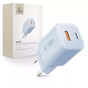 TECH-PROTECT NCM33 Φορτιστής δικτύου 2 θυρών PD 33W / QC3.0 μπεμπέ μπλε