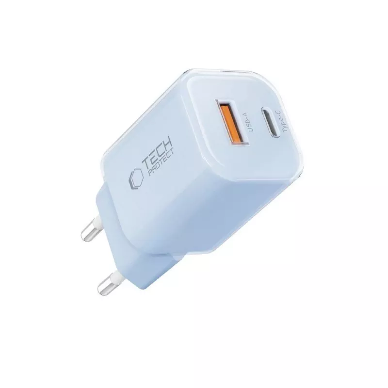 TECH-PROTECT NCM33 Φορτιστής δικτύου 2 θυρών PD 33W / QC3.0 μπεμπέ μπλε