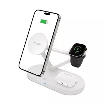 Tech-Protect QI15W-A41 3IN1 MagSafe ασύρματος σταθμός φόρτισης λευκός