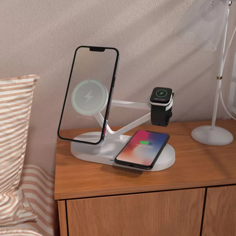 Tech-Protect QI15W-A41 3IN1 MagSafe ασύρματος σταθμός φόρτισης λευκός