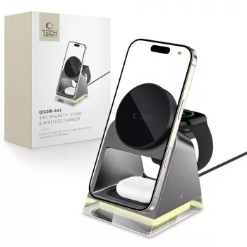 Tech-Protect QI15W-A43 3IN1 MagSafe ασύρματος σταθμός φόρτισης μαύρος