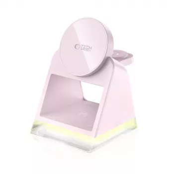 Tech-Protect QI15W-A43 3IN1 MagSafe ασύρματος σταθμός φόρτισης ροζ