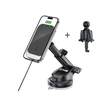TECH-PROTECT MM15W-V9 μαγνητική βάση MagSafe για ταμπλό & αεραγωγό, ασύρματος φορτιστής 15W, μαύρο
