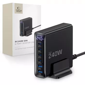 TECH-PROTECT DC240W-GAN 6-Port επιτραπέζιος φορτιστής PD 240W / QC3.0 μαύρος