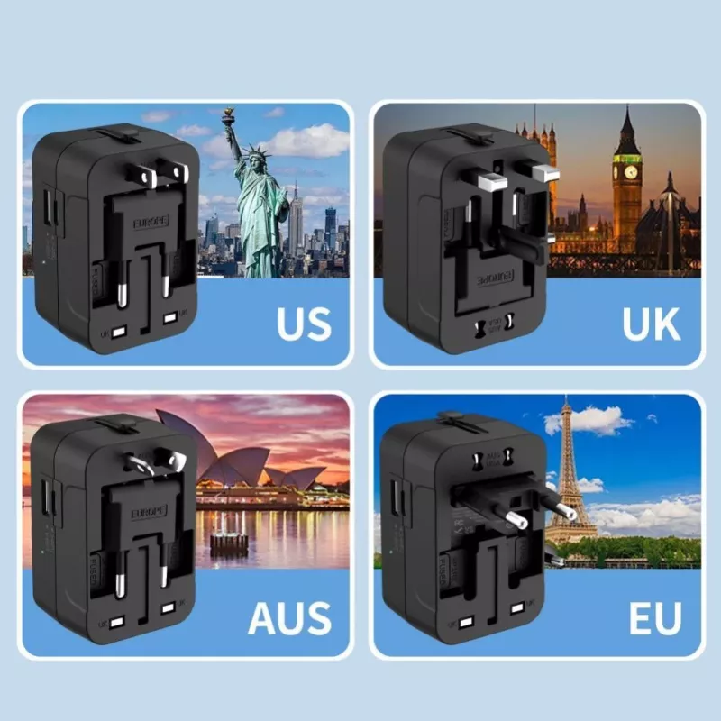 TECH-PROTECT TA300 Ταξιδιωτικός Αντάπτορας EU / UK / US / AU Μαύρο