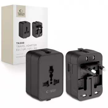 TECH-PROTECT TA300 Ταξιδιωτικός Αντάπτορας EU / UK / US / AU Μαύρο
