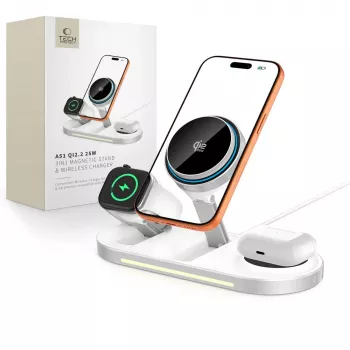 TECH-PROTECT A51 ARCTICBOOST 3-in-1 Μαγνητικός MagSafe Ασύρματος Φορτιστής 25W Qi2.2 Λευκό