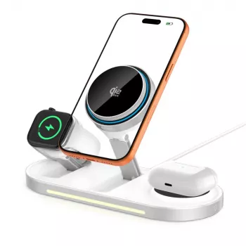 TECH-PROTECT A51 ARCTICBOOST 3-in-1 Μαγνητικός MagSafe Ασύρματος Φορτιστής 25W Qi2.2 Λευκό