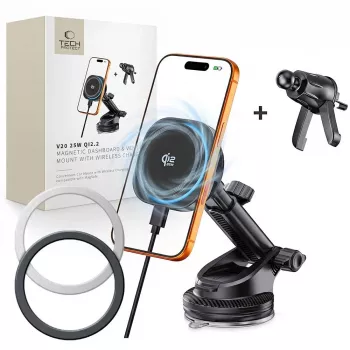 TECH-PROTECT V20 ARCTICBOOST Μαγνητική MagSafe Βάση Αυτοκινήτου Ταμπλό & Αεραγωγού Ασύρματος Φορτιστής 25W Qi2.2 Μαύρο