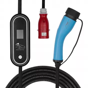 Akyga AK-EC-22 φορητός φορτιστής EV, Type 2, βύσμα CEE-5-Pin, τριφασικός, 32 A, 22 kW, LCD, 5 m