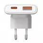 Akyga AK-CH-31 Επίπεδος φορτιστής GaN USB 65 W, USB-C PD + USB-A, Λευκό