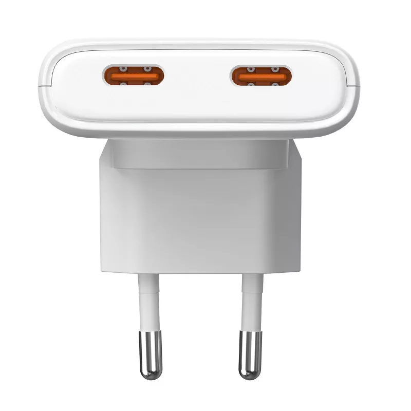 Akyga AK-CH-32 Επίπεδος φορτιστής GaN USB-C 65 W, 2 x USB-C PD, Λευκό