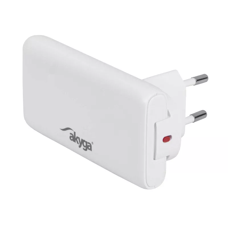 Akyga AK-CH-32 Επίπεδος φορτιστής GaN USB-C 65 W, 2 x USB-C PD, Λευκό