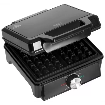 Adler AD 3088 Βάφλας για 2 μεγάλες βάφλες, 1600 W (μέγ. 2000 W), Αντικολλητικές πλάκες, ρυθμιζόμενη θερμοκρασία, μαύρο (AD 3088)