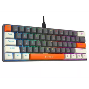 Tracer GameZone Claws 61 Ενσύρματο μηχανικό πληκτρολόγιο gaming, 60% Layout, Μπλε διακόπτες, RGB Backlighting, Γκρι